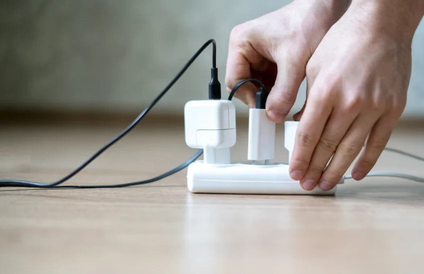 Une personne qui retire une prise de chargeur